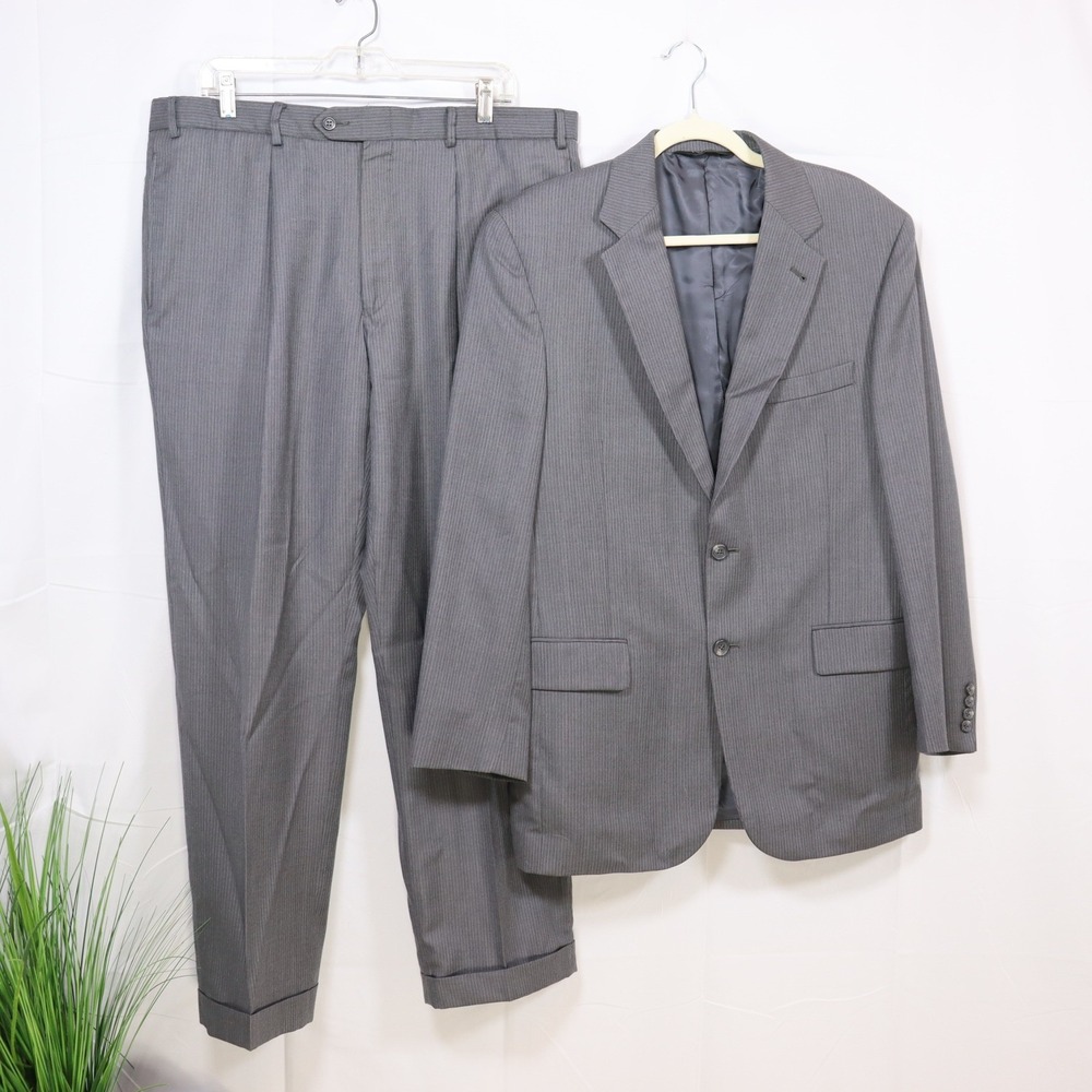 Jos A. Bank Pinstripe Suit Set 40R 36 Gray Mens - BLAZER ONLY PRICE - Picture 1 of 6